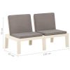 Garden Lounge Bench with Cushion Plastic White