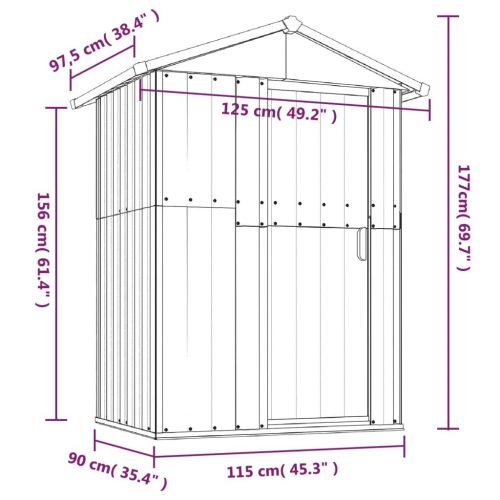 Garden Shed Green 126×97.5×177 cm Galvanised Steel