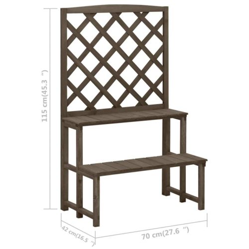 Plant Stand with Trellis Grey 70x42x115 cm Solid Fir Wood