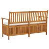 Storage Bench with Cushion 148 cm Solid Wood Acacia