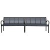 Twin Garden Bench 251 cm Steel and WPC Black