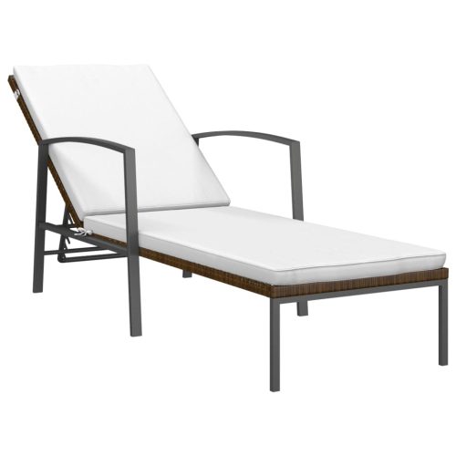 Garden Sun Lounger with Cushion Poly Rattan