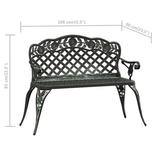 Garden Bench 108 cm Cast Aluminium Green