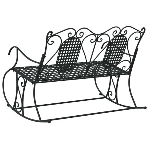 2-Seater Rocking Bench 113 cm Black Steel