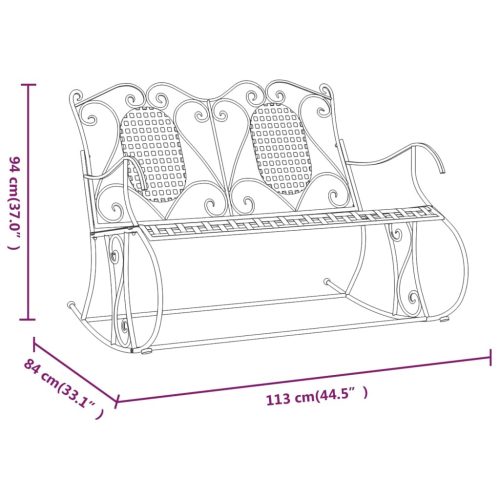 2-Seater Rocking Bench 113 cm Black Steel