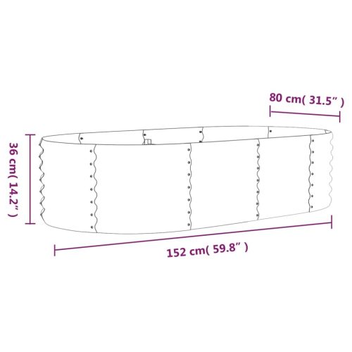 Garden Planter Powder-coated Steel 152x80x36 cm Grey