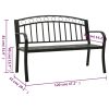 Garden Bench with Table Black 120 cm Steel