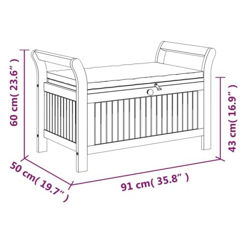 Garden Storage Bench with Cushion 91 cm Solid Wood Acacia