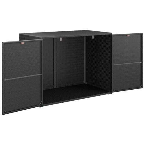 Garden Storage Cabinet Black 100×55.5×80 cm Poly Rattan