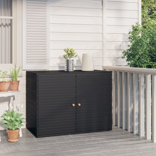 Garden Storage Cabinet 100×55.5×80 cm Poly Rattan