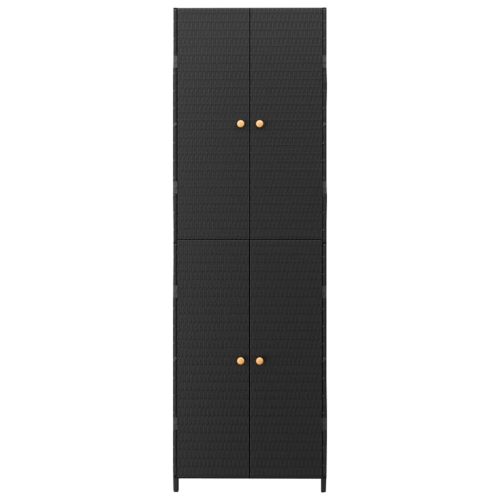 Garden Storage Cabinet Black 59x40x180 cm Poly Rattan