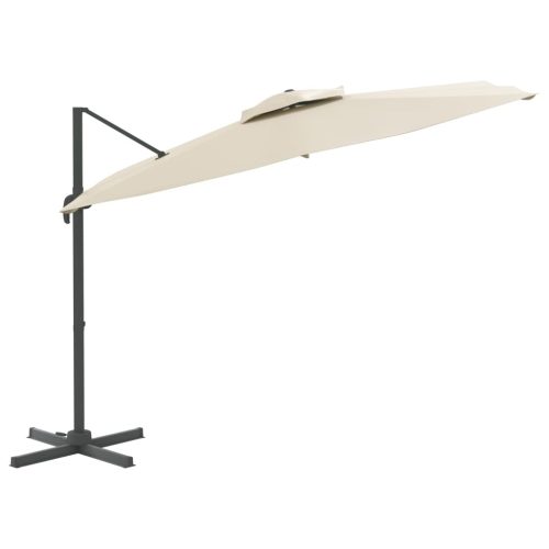Double Top Cantilever Umbrella Sand White 400×300 cm