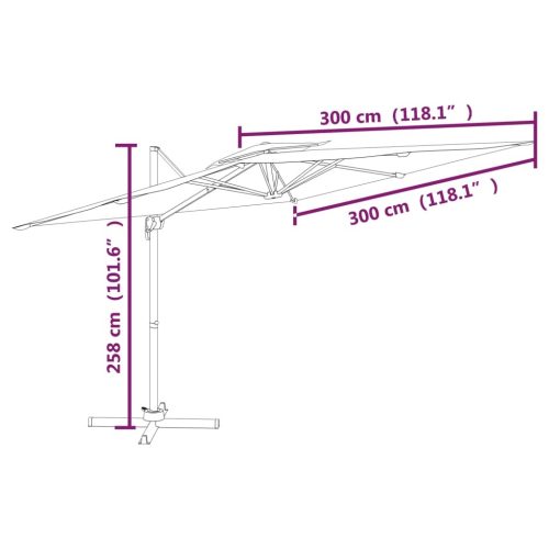 Double Top Cantilever Umbrella Anthracite 300×300 cm