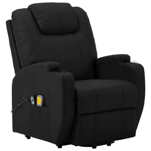 Stand-up Massage Recliner Black Faux Leather (AU only)