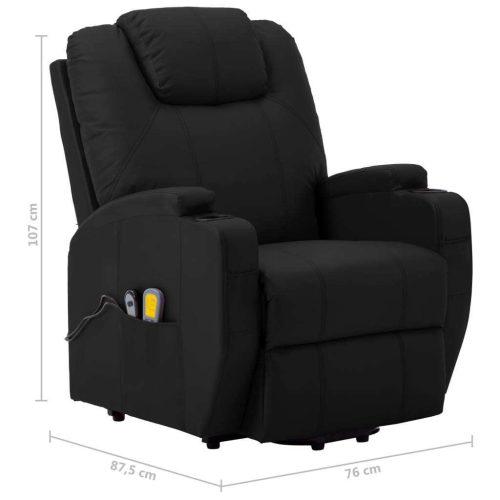 Stand-up Massage Recliner Black Faux Leather (AU only)