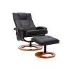 Massage Chair with Footstool Black Faux Leather