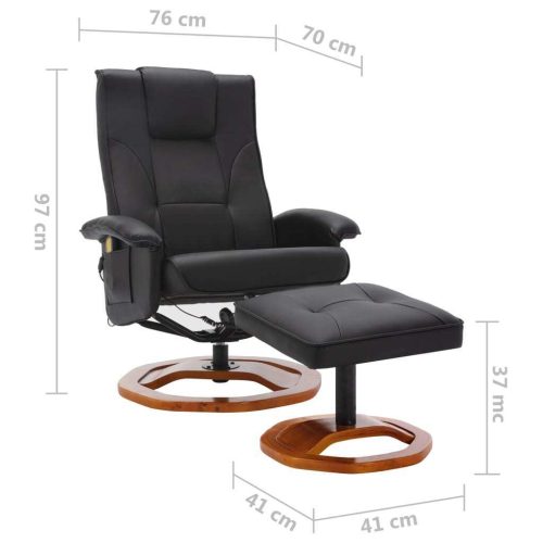 Massage Chair with Footstool Black Faux Leather