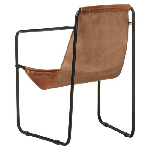 Relaxing Armchair Brown Real Leather