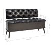 Storage Bench with Backrest 110 cm Black Faux Leather