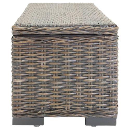 Storage Box Grey 110 cm Natural Kubu Rattan & Solid Wood Mango