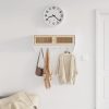 Wall-mounted Coat Rack White Engineered Wood and Natural Rattan