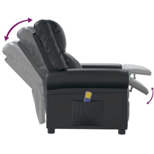 Massage Recliner Chair Black Shiny Faux Leather