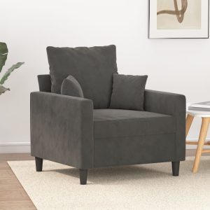 Yacka Sofa Chair Dark Grey 60 cm Velvet