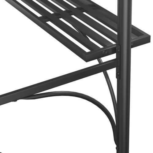 BBQ Gazebo with Side Shelves Anthracite 220x115x230 cm Steel