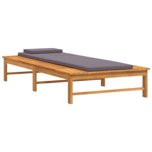 Sun Lounger with Cushion and Pillow Solid Wood Acacia