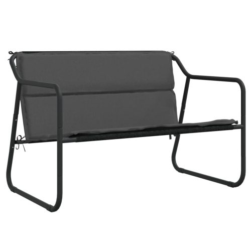 2-Seater Garden Bench with Cushion Anthracite Steel