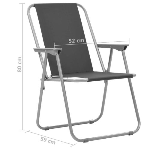 Folding Camping Chairs 2 pcs 52x59x80 cm Grey