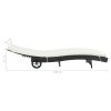 Sun Lounger with Wheels and Cushion Poly Rattan Black