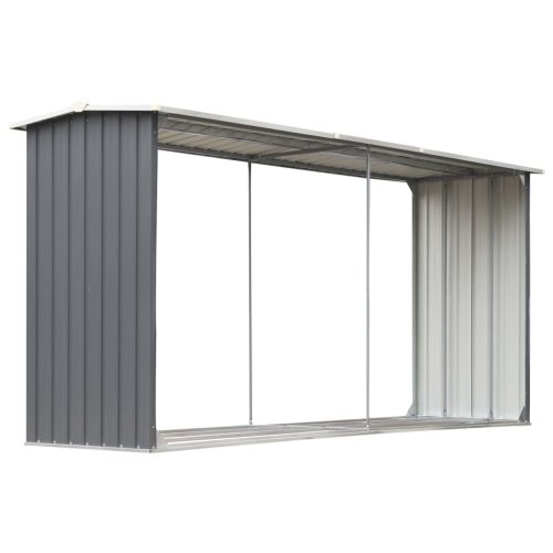 Garden Log Storage Shed Galvanised Steel 330x92x153 cm