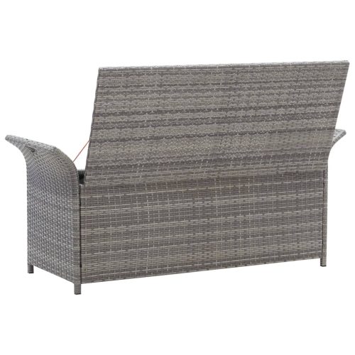 Storage Bench with Cushion Grey 138 cm Poly Rattan