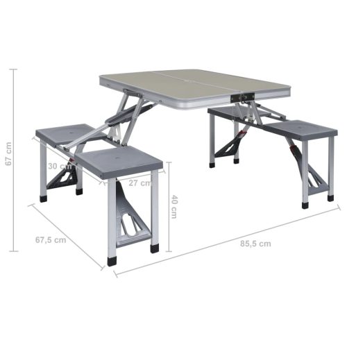 Folding Camping Table with 4 Seats Steel Aluminium