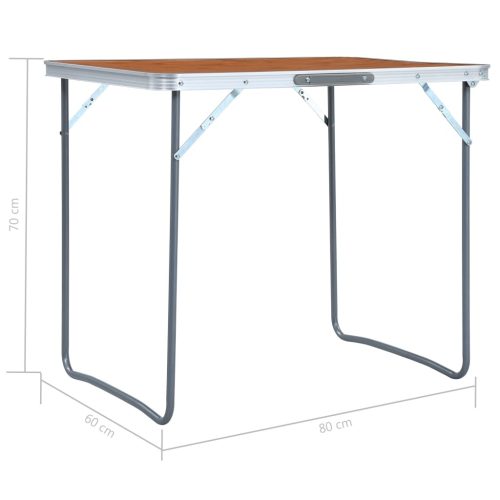 Foldable Camping Table with Metal Frame 80×60 cm