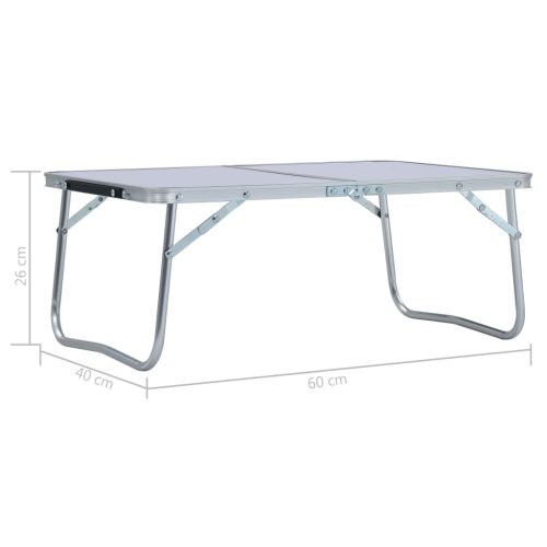 Folding Camping Table White Aluminium 60×40 cm