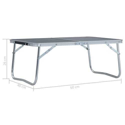 Folding Camping Table Grey Aluminium 60×40 cm