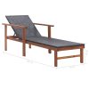 Sun Lounger Poly Rattan and Solid Acacia Wood Black