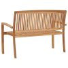 2-Seater Stacking Garden Bench 128.5 cm Solid Teak Wood