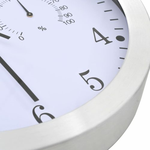 Wall Clock with Quartz Movement Hygrometer and Thermometer 30 cm White