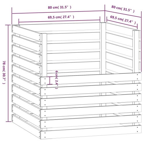 Composter 80x80x78 cm Solid Wood Pine