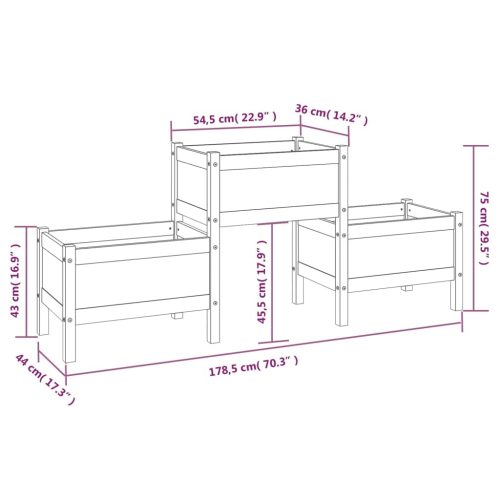 Planter 178.5x44x75 cm Solid Wood Pine