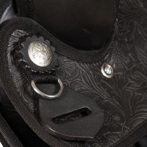 Western Saddle, Headstall&Breast Collar Real Leather 15″ Black