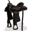 Western Saddle, Headstall&Breast Collar Real Leather 15″ Black