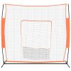 Portable Baseball Net Red and Black 219x107x212 cm Steel and Polyester