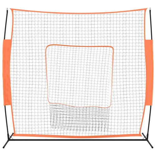 Portable Baseball Net Red and Black 219x107x212 cm Steel and Polyester
