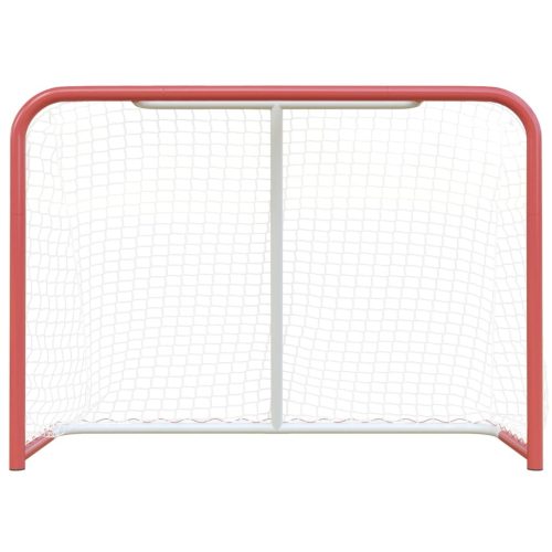 Hockey Goal with Net Red&White 153x60x118 cm Steel&Polyester