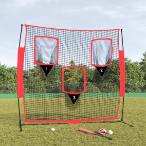 Portable Baseball Net Black and Red 183x105x183 cm Polyester