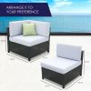 Milano Outdoor 9 Piece Rattan Sofa Set – Black Coating & Grey Seats (6 Boxes)